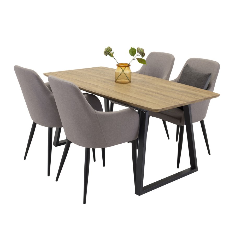 VENTURE DESIGN Inca spisebord, m. udtrk - papir MDF og sort metal (160x85)