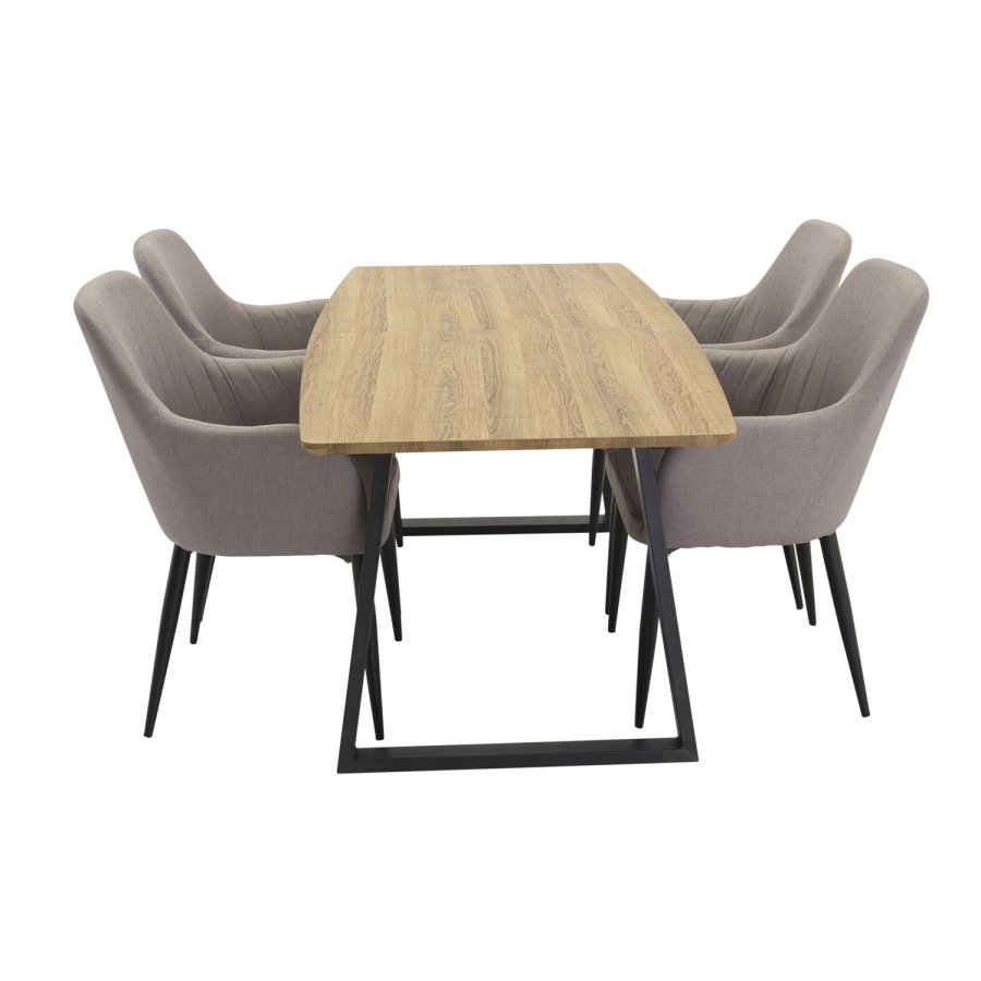 VENTURE DESIGN Inca spisebord, m. udtrk - papir MDF og sort metal (160x85)