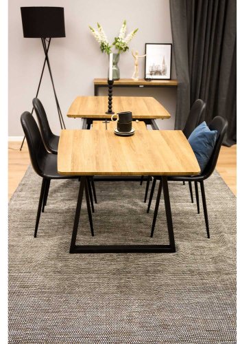 VENTURE DESIGN Inca spisebord, m. udtrk - papir MDF og sort metal (160x85)