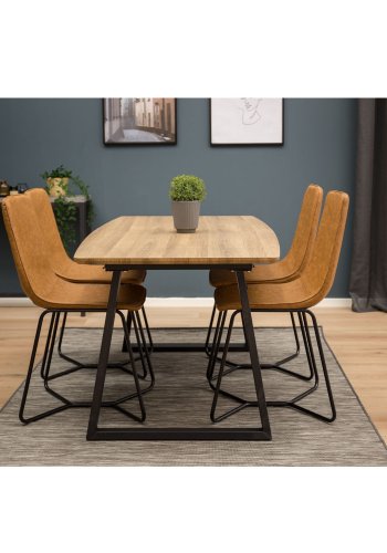 VENTURE DESIGN Inca spisebord, m. udtrk - papir MDF og sort metal (160x85)