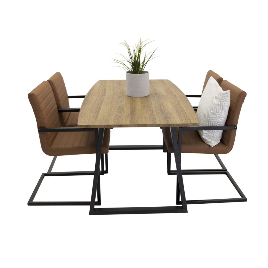 VENTURE DESIGN Inca spisebord, m. udtrk - papir MDF og sort metal (160x85)