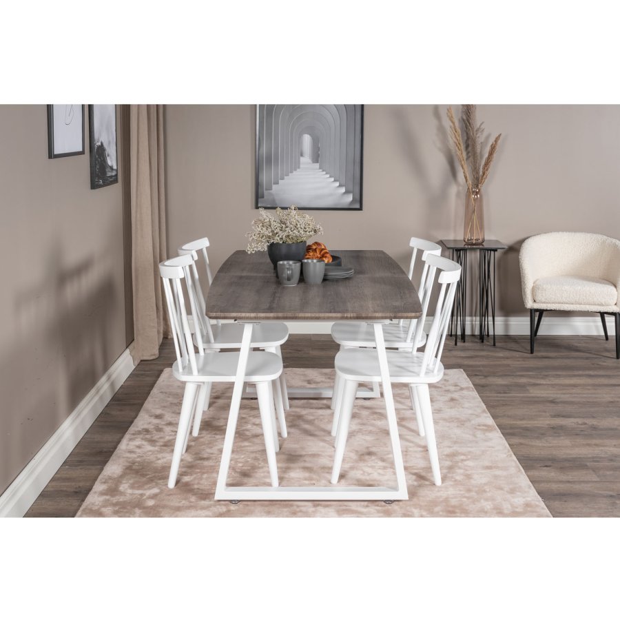 VENTURE DESIGN Mariannelund spisebordsstol - hvid gummitr