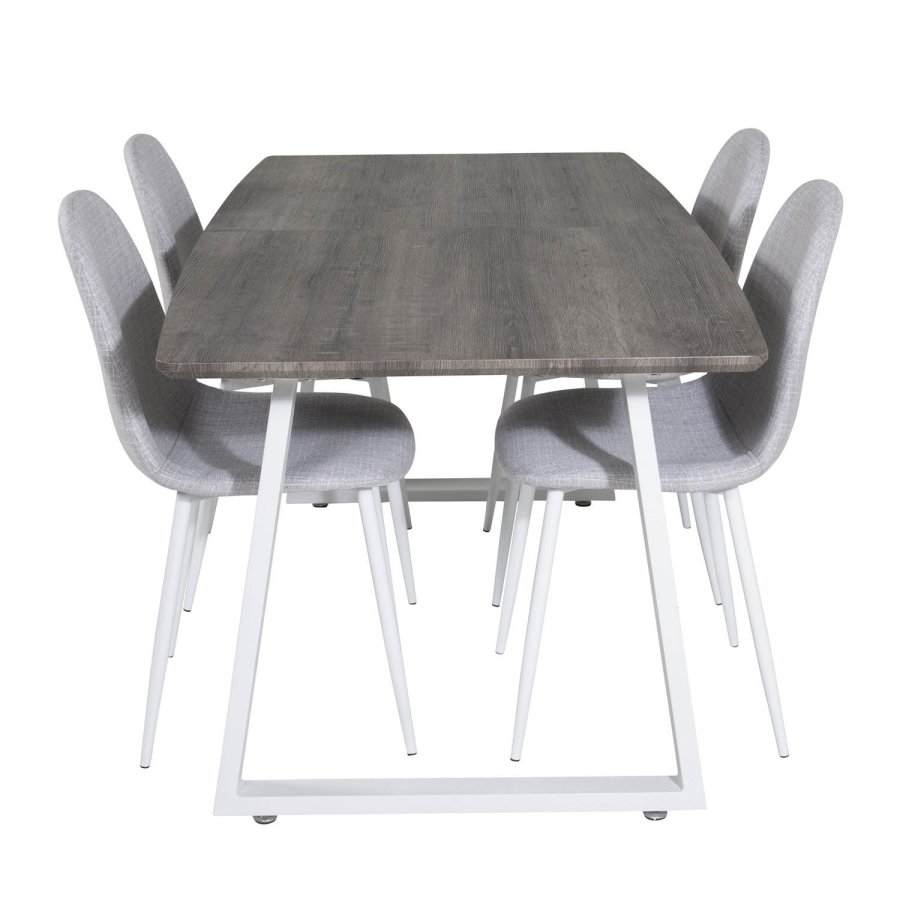 VENTURE DESIGN Inca spisebord, m. butterflybordplade - gr MDF og hvid metal (160x85)
