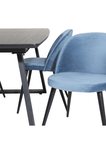 VENTURE DESIGN Inca spisebord, m. butterflybordplade - sort MDF og sort metal (160x85)