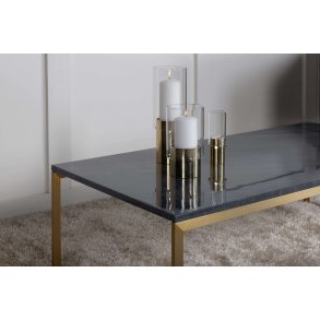 VENTURE DESIGN Estelle sofabord - sort marmor og messing metal (120x60)
