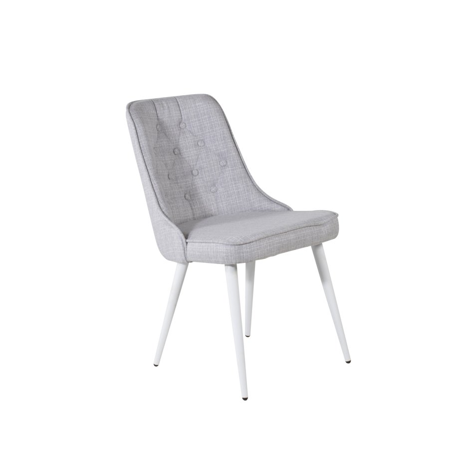 VENTURE DESIGN Velvet Deluxe spisebordsstol - lysegr polyester og hvid metal