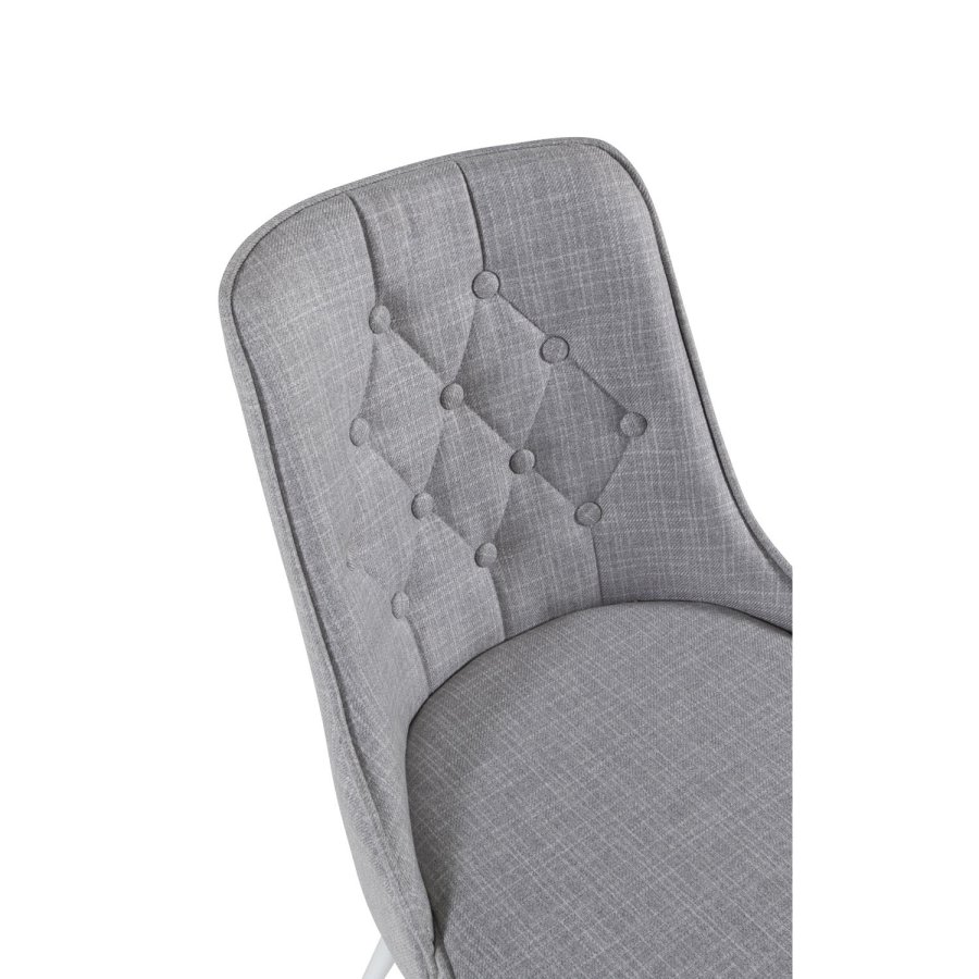 VENTURE DESIGN Velvet Deluxe spisebordsstol - lysegr polyester og hvid metal