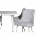VENTURE DESIGN Velvet Deluxe spisebordsstol - lysegr polyester og hvid metal