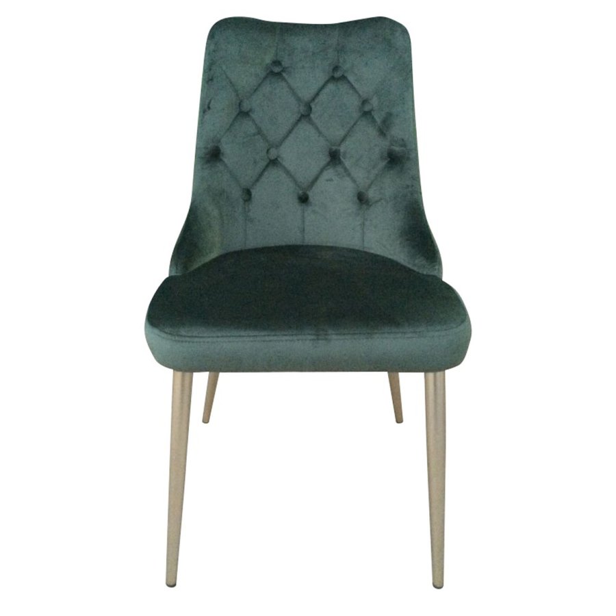 VENTURE DESIGN Velvet Deluxe spisebordsstol, m. armln - grn velour og metal