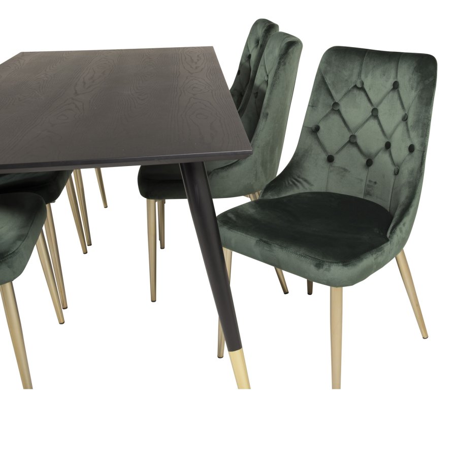 VENTURE DESIGN Velvet Deluxe spisebordsstol, m. armln - grn velour og metal