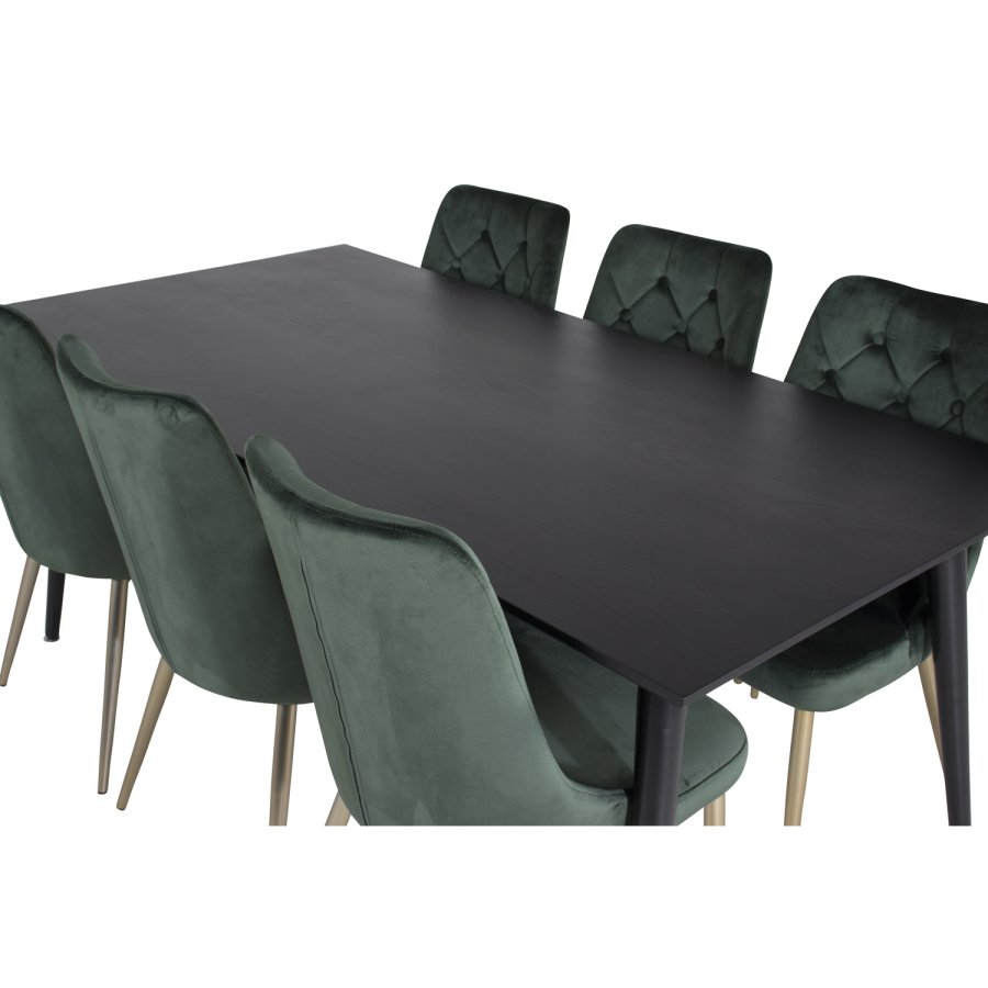 VENTURE DESIGN Velvet Deluxe spisebordsstol, m. armln - grn velour og metal