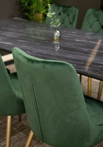 VENTURE DESIGN Velvet Deluxe spisebordsstol, m. armln - grn velour og metal