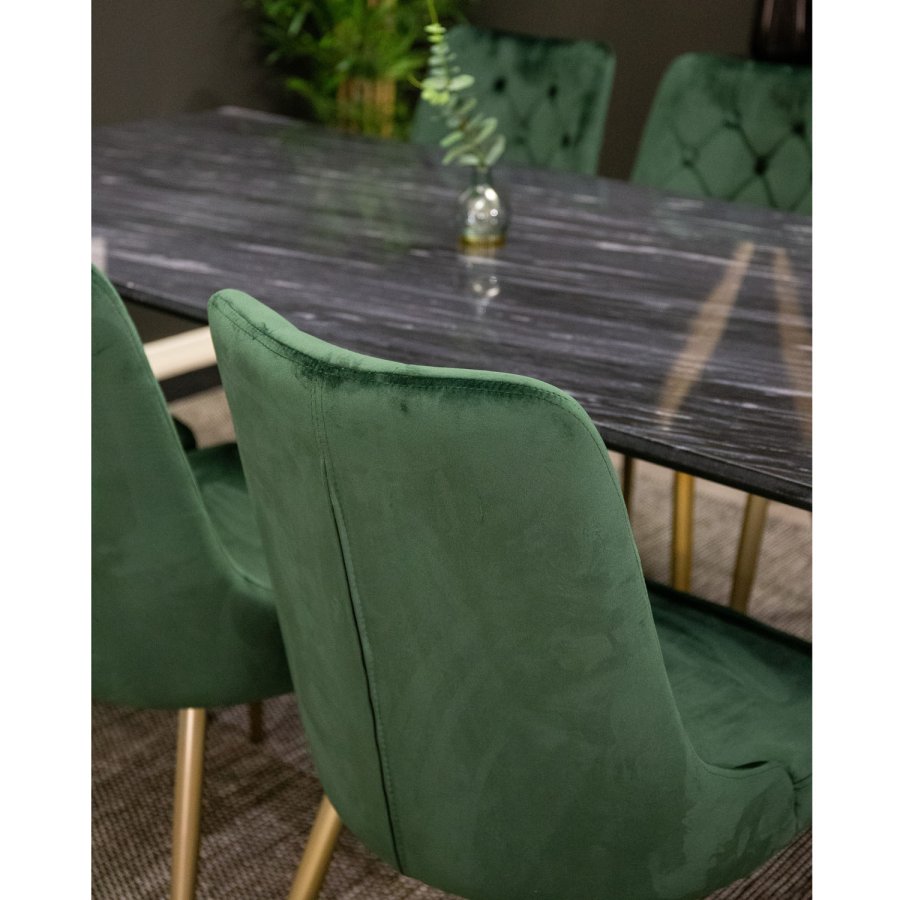 VENTURE DESIGN Velvet Deluxe spisebordsstol, m. armln - grn velour og metal