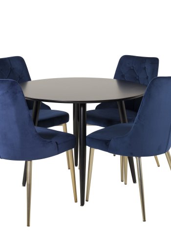 VENTURE DESIGN Velvet Deluxe spisebordsstol - bl velour og metal