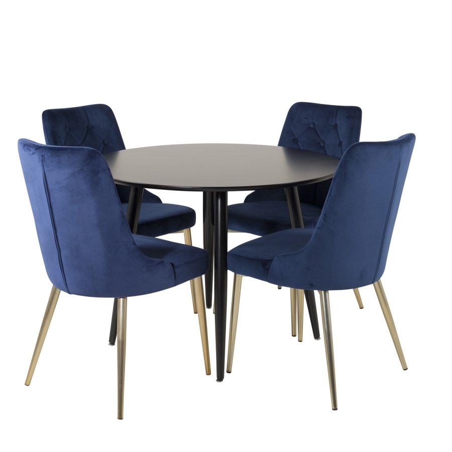 VENTURE DESIGN Velvet Deluxe spisebordsstol - bl velour og metal