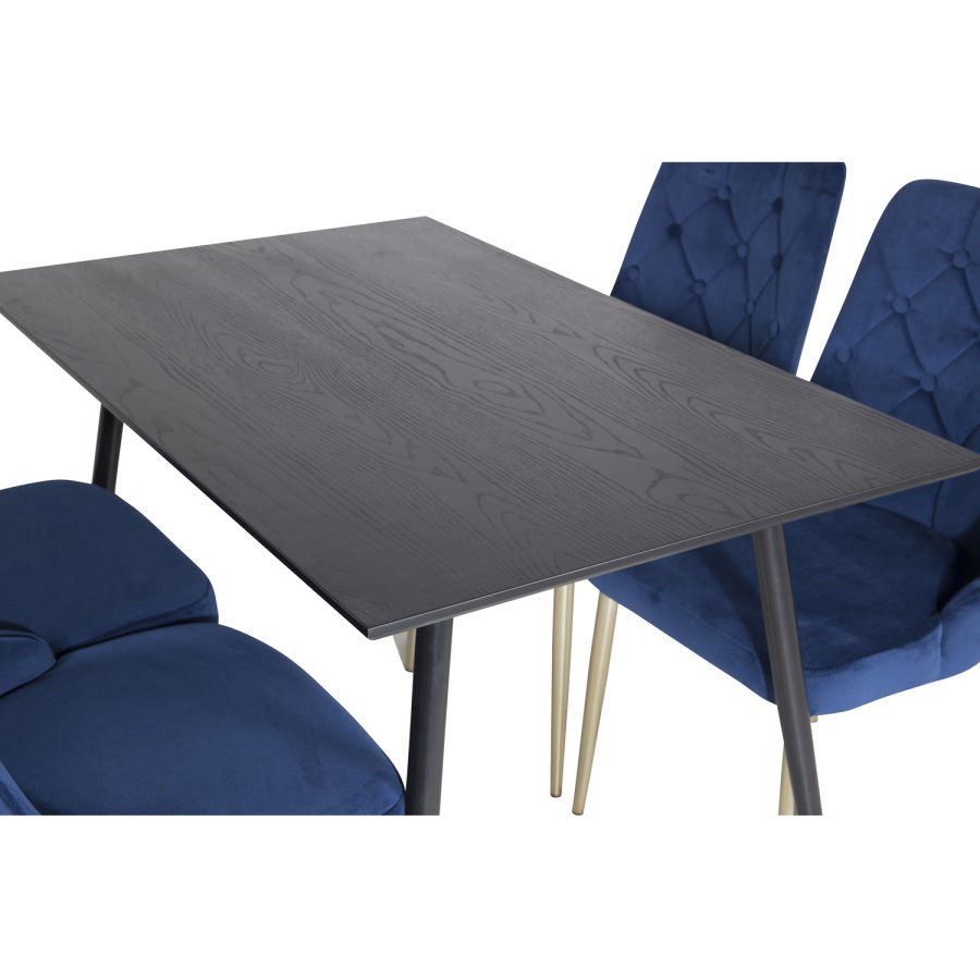VENTURE DESIGN Velvet Deluxe spisebordsstol - bl velour og metal