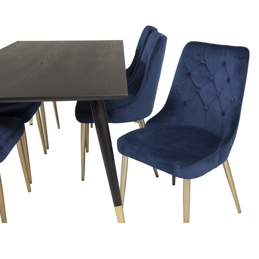 VENTURE DESIGN Velvet Deluxe spisebordsstol - bl velour og metal