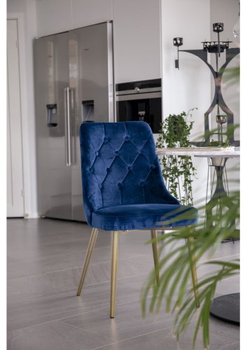 VENTURE DESIGN Velvet Deluxe spisebordsstol - bl velour og metal