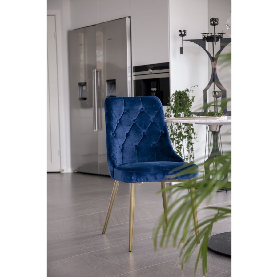 VENTURE DESIGN Velvet Deluxe spisebordsstol - bl velour og metal