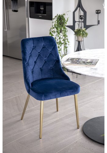 VENTURE DESIGN Velvet Deluxe spisebordsstol - bl velour og metal