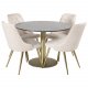VENTURE DESIGN Velvet Deluxe spisebordsstol, m. armln - beige velour og messing metal