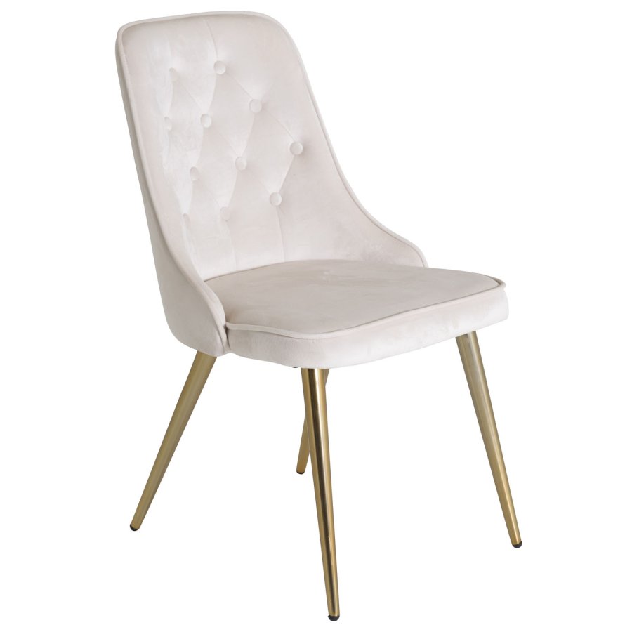 VENTURE DESIGN Velvet Deluxe spisebordsstol, m. armln - beige velour og messing metal