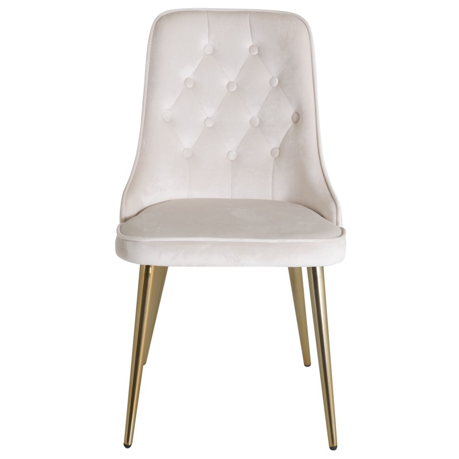 VENTURE DESIGN Velvet Deluxe spisebordsstol, m. armln - beige velour og messing metal