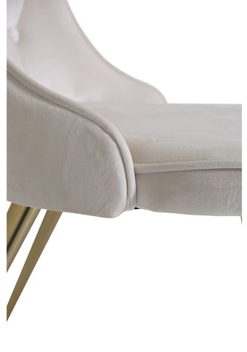 VENTURE DESIGN Velvet Deluxe spisebordsstol, m. armln - beige velour og messing metal