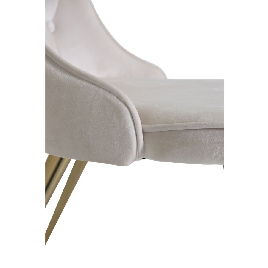 VENTURE DESIGN Velvet Deluxe spisebordsstol, m. armln - beige velour og messing metal