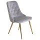 VENTURE DESIGN Velvet Deluxe spisebordsstol, m. armln - lysegr velour og messing metal