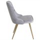 VENTURE DESIGN Velvet Deluxe spisebordsstol, m. armln - lysegr velour og messing metal