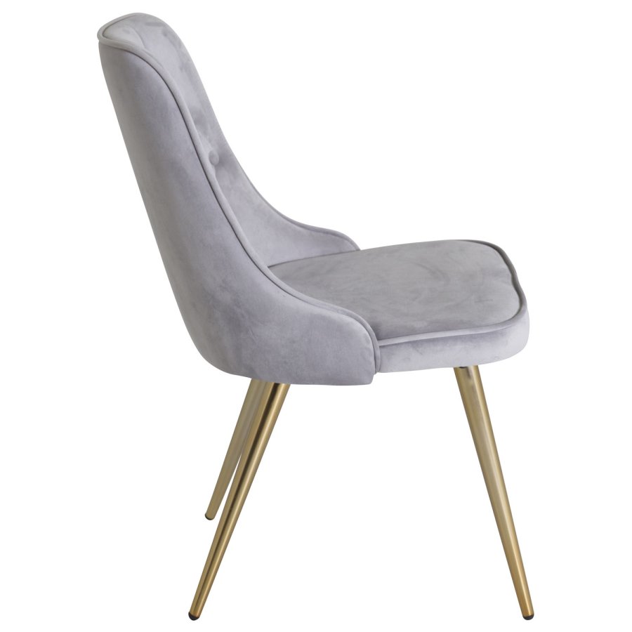 VENTURE DESIGN Velvet Deluxe spisebordsstol, m. armln - lysegr velour og messing metal