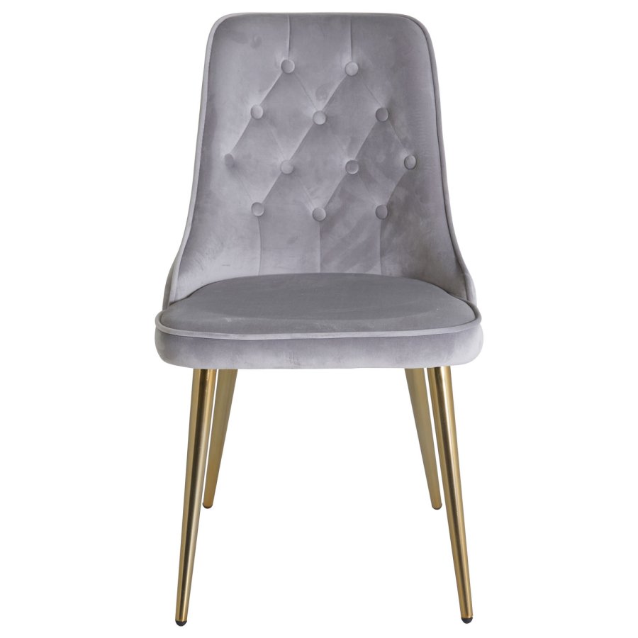 VENTURE DESIGN Velvet Deluxe spisebordsstol, m. armln - lysegr velour og messing metal