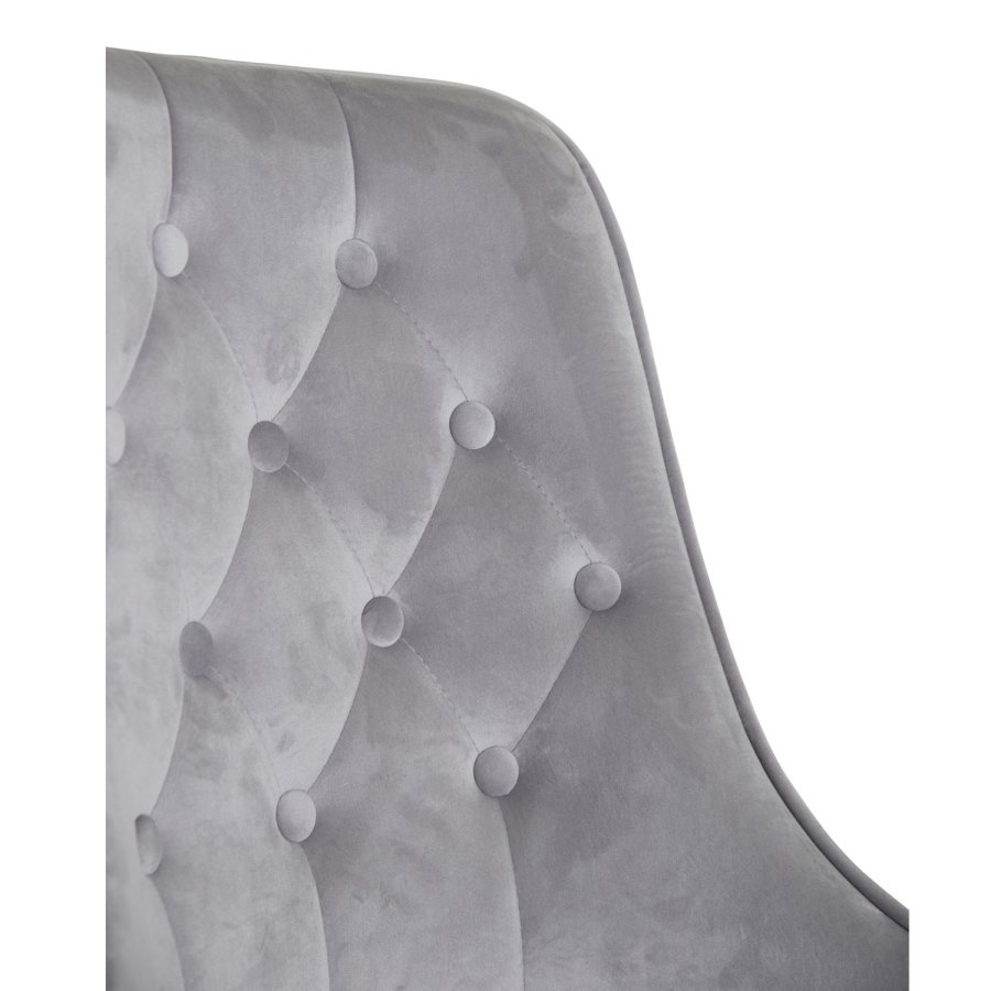 VENTURE DESIGN Velvet Deluxe spisebordsstol, m. armln - lysegr velour og messing metal