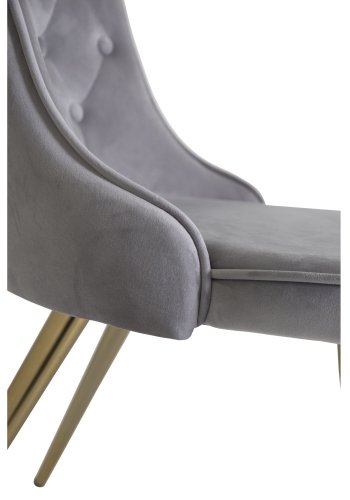 VENTURE DESIGN Velvet Deluxe spisebordsstol, m. armln - lysegr velour og messing metal