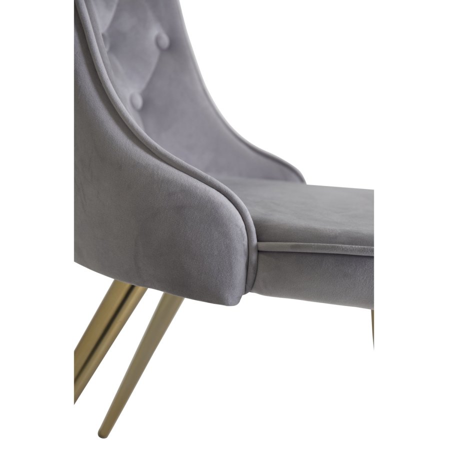 VENTURE DESIGN Velvet Deluxe spisebordsstol, m. armln - lysegr velour og messing metal