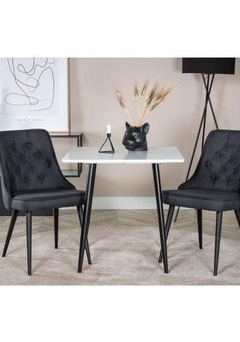 VENTURE DESIGN Velvet Deluxe spisebordsstol - sort polyester og sort metal