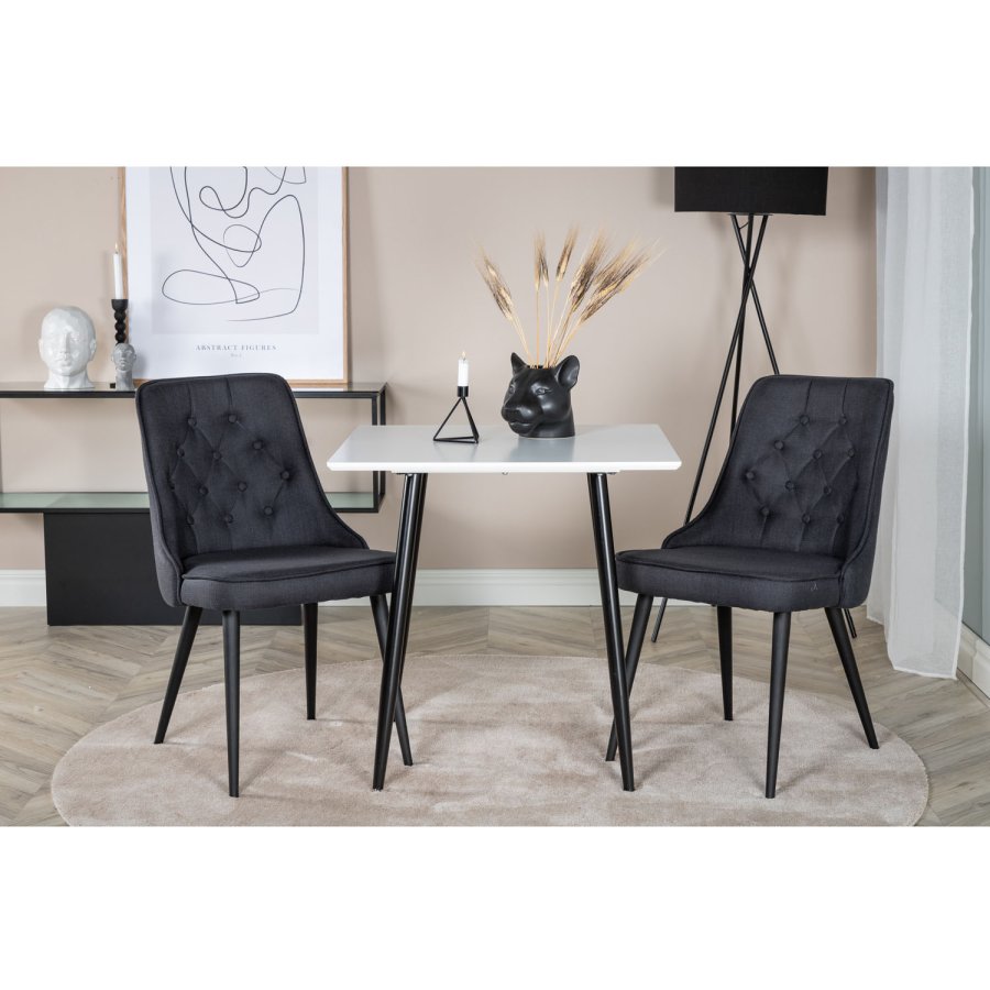 VENTURE DESIGN Velvet Deluxe spisebordsstol - sort polyester og sort metal