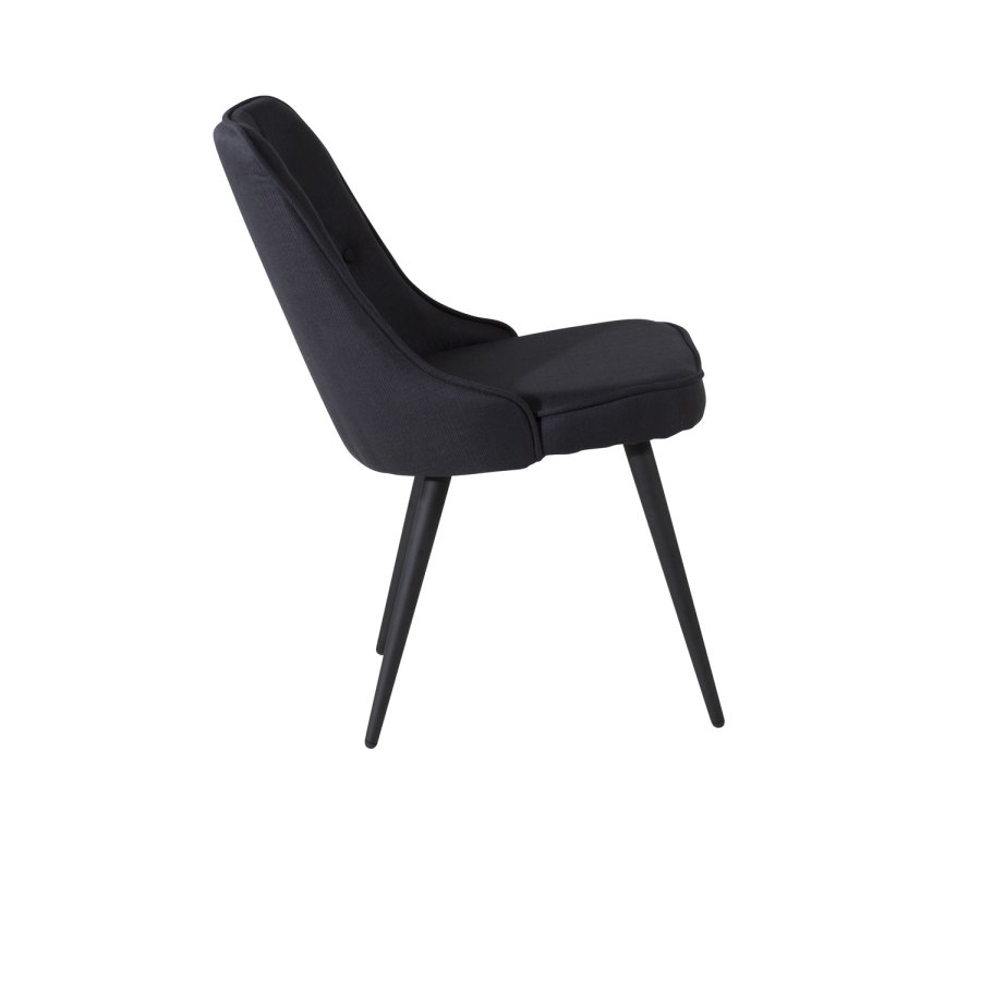 VENTURE DESIGN Velvet Deluxe spisebordsstol - sort polyester og sort metal