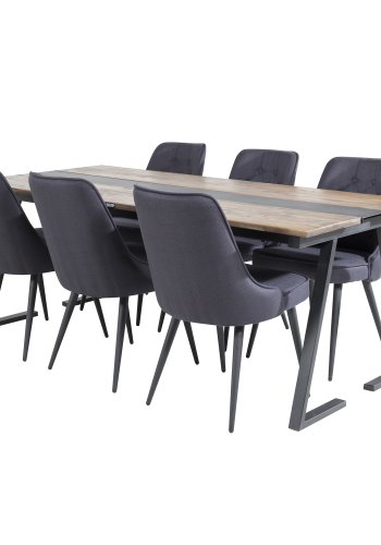 VENTURE DESIGN Velvet Deluxe spisebordsstol - sort polyester og sort metal