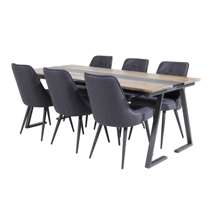 VENTURE DESIGN Velvet Deluxe spisebordsstol - sort polyester og sort metal