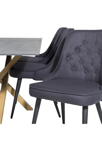 VENTURE DESIGN Velvet Deluxe spisebordsstol - sort polyester og sort metal