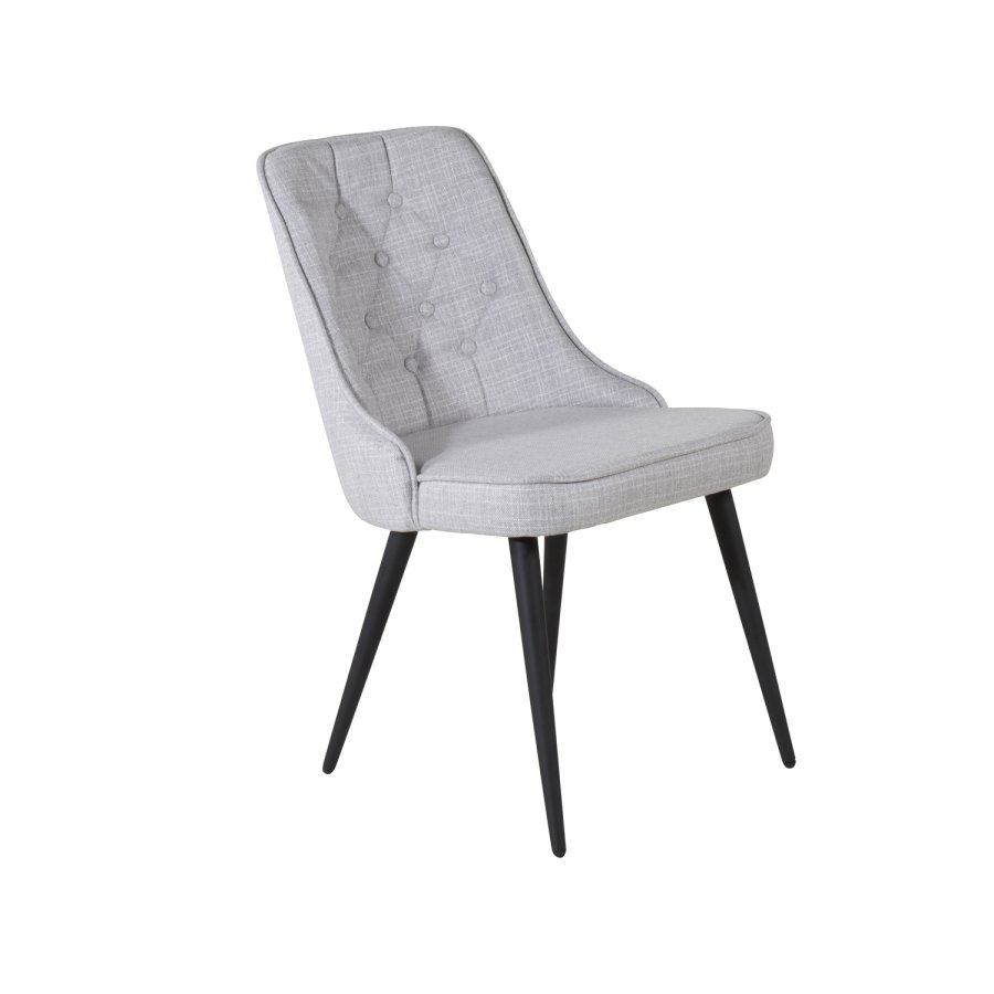 VENTURE DESIGN Velvet Deluxe spisebordsstol - lysegr polyester og sort metal
