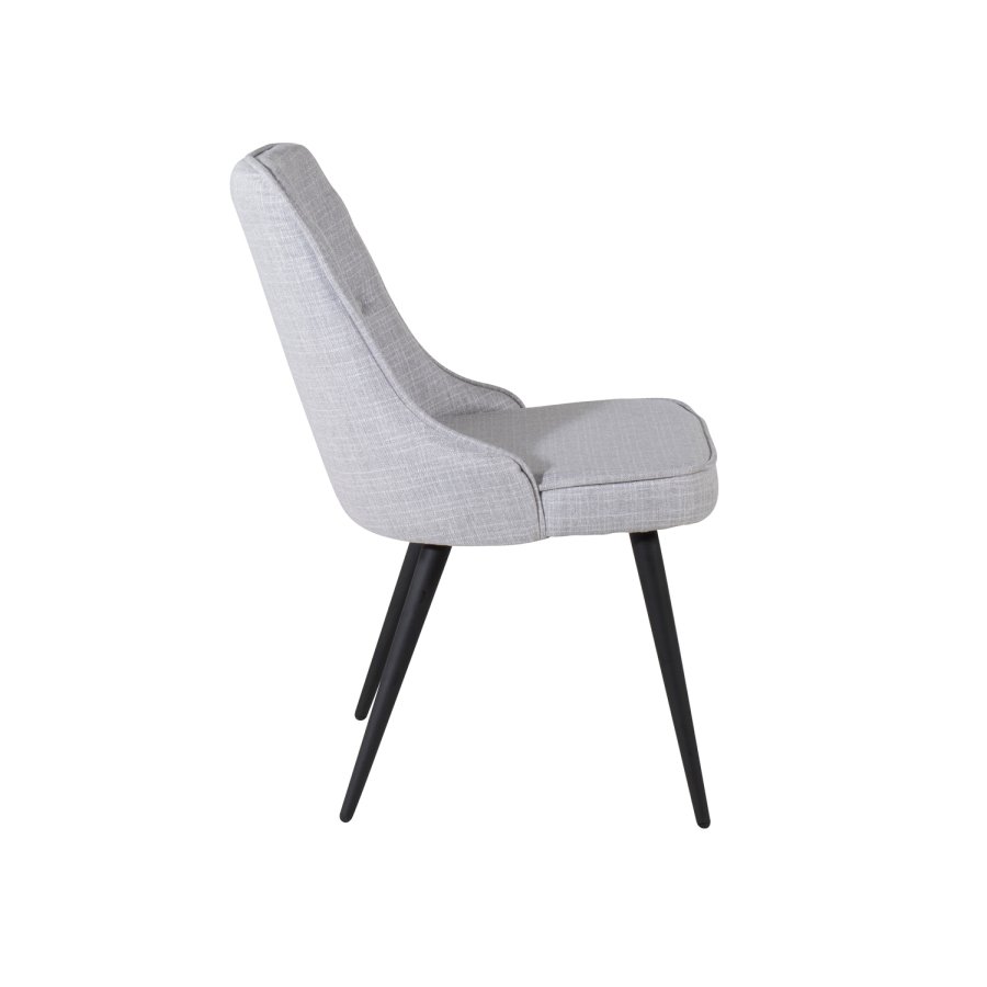 VENTURE DESIGN Velvet Deluxe spisebordsstol - lysegr polyester og sort metal