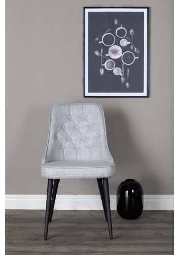 VENTURE DESIGN Velvet Deluxe spisebordsstol - lysegr polyester og sort metal