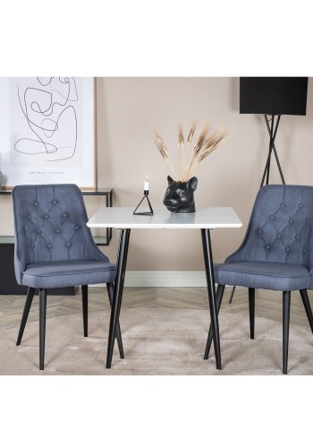 VENTURE DESIGN Velvet Deluxe spisebordsstol - bl polyester og sort metal