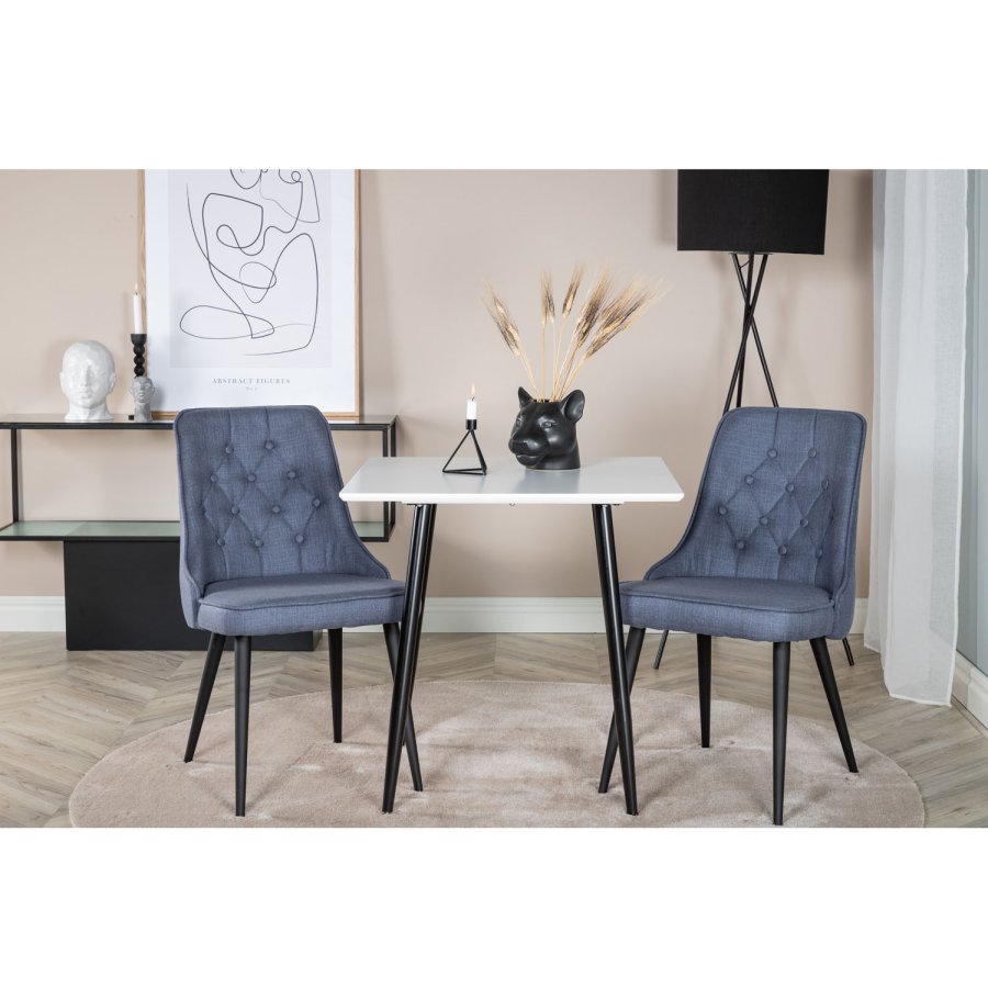 VENTURE DESIGN Velvet Deluxe spisebordsstol - bl polyester og sort metal