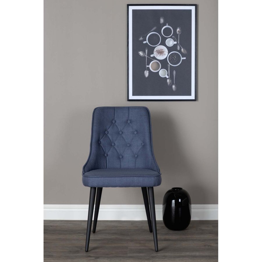 VENTURE DESIGN Velvet Deluxe spisebordsstol - bl polyester og sort metal