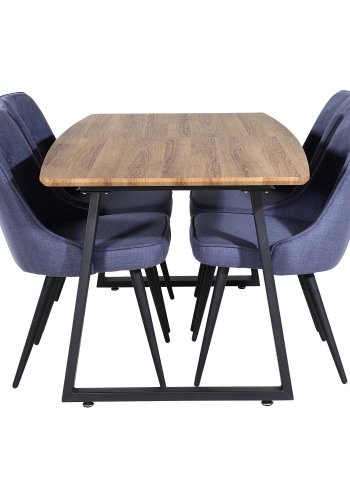 VENTURE DESIGN Velvet Deluxe spisebordsstol - bl polyester og sort metal