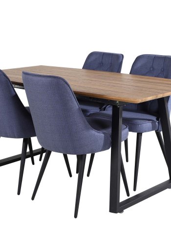 VENTURE DESIGN Velvet Deluxe spisebordsstol - bl polyester og sort metal